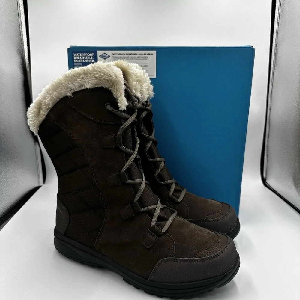 Columbia Ice Maiden II Women's size 11 Waterproof Lace Up Winter Brown Fur Boots